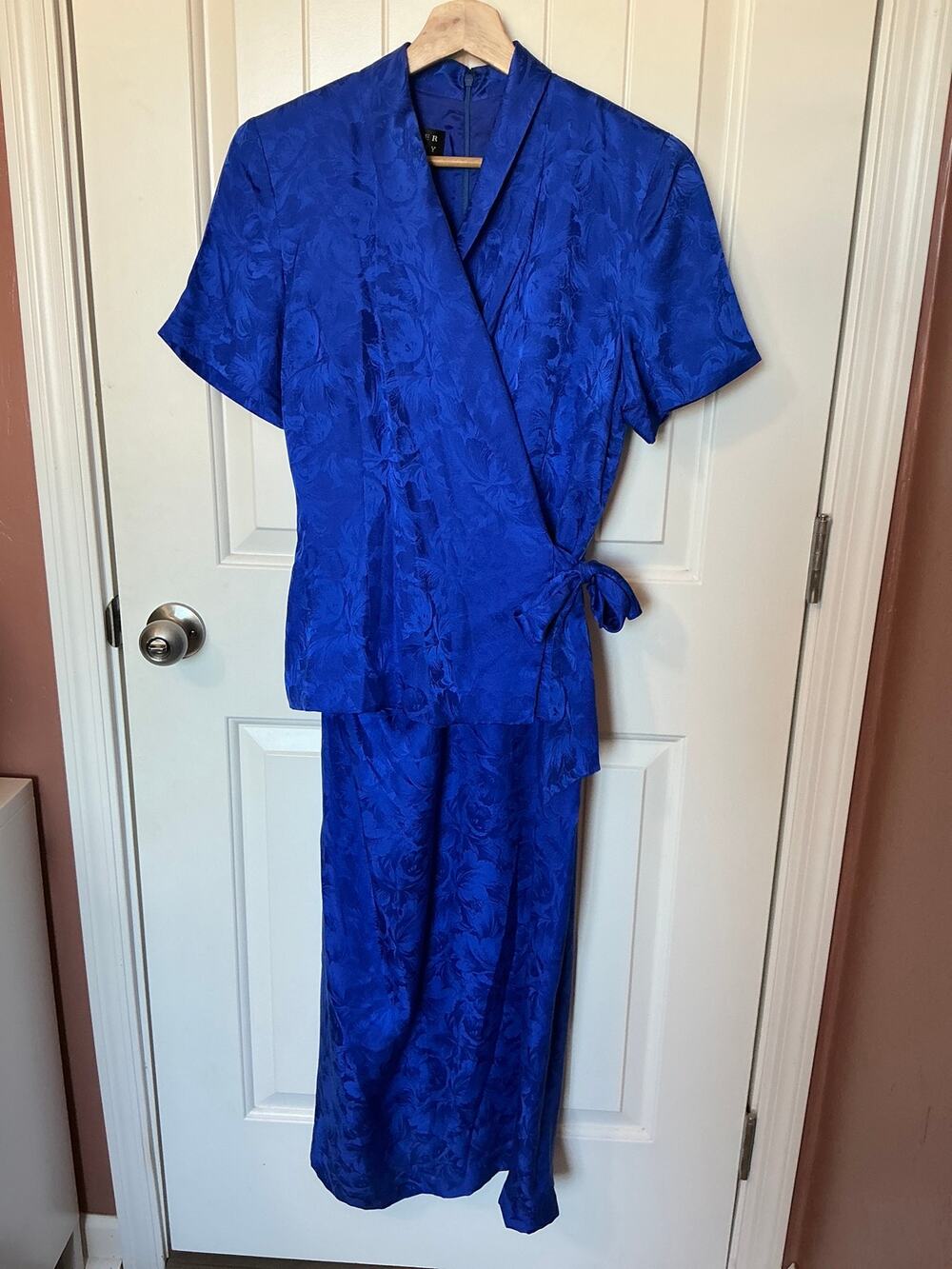 Vintage Spenser Jeremy 100% Silk Floral Wrap Dress W10 Blue